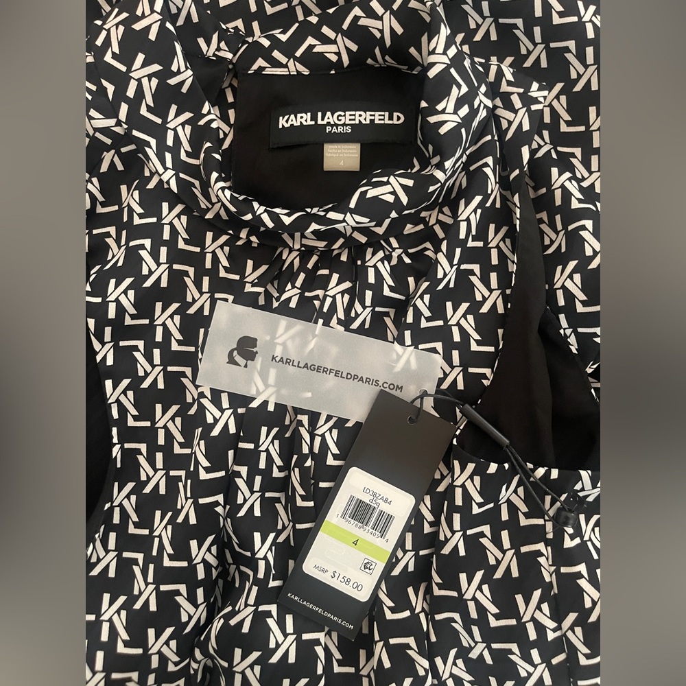 KARL LAGERFELD Paris Women's Black White Sleeveless High-Low Maxi Dress Size 4 - Picture 15 of 15
